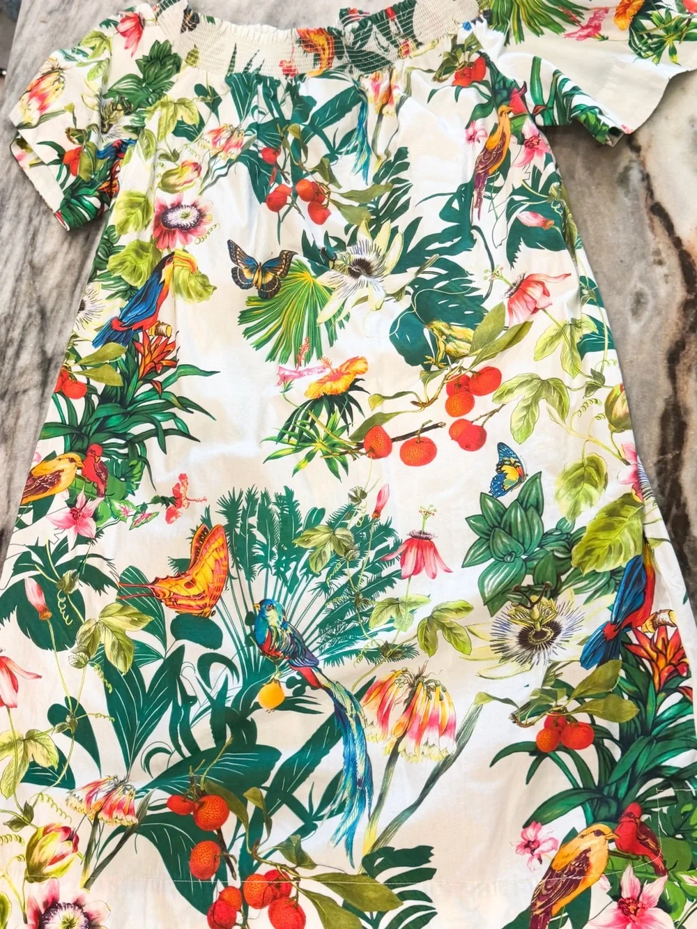 J. Crew Tropical Garden Print Off-Shoulder Dress Sz 12